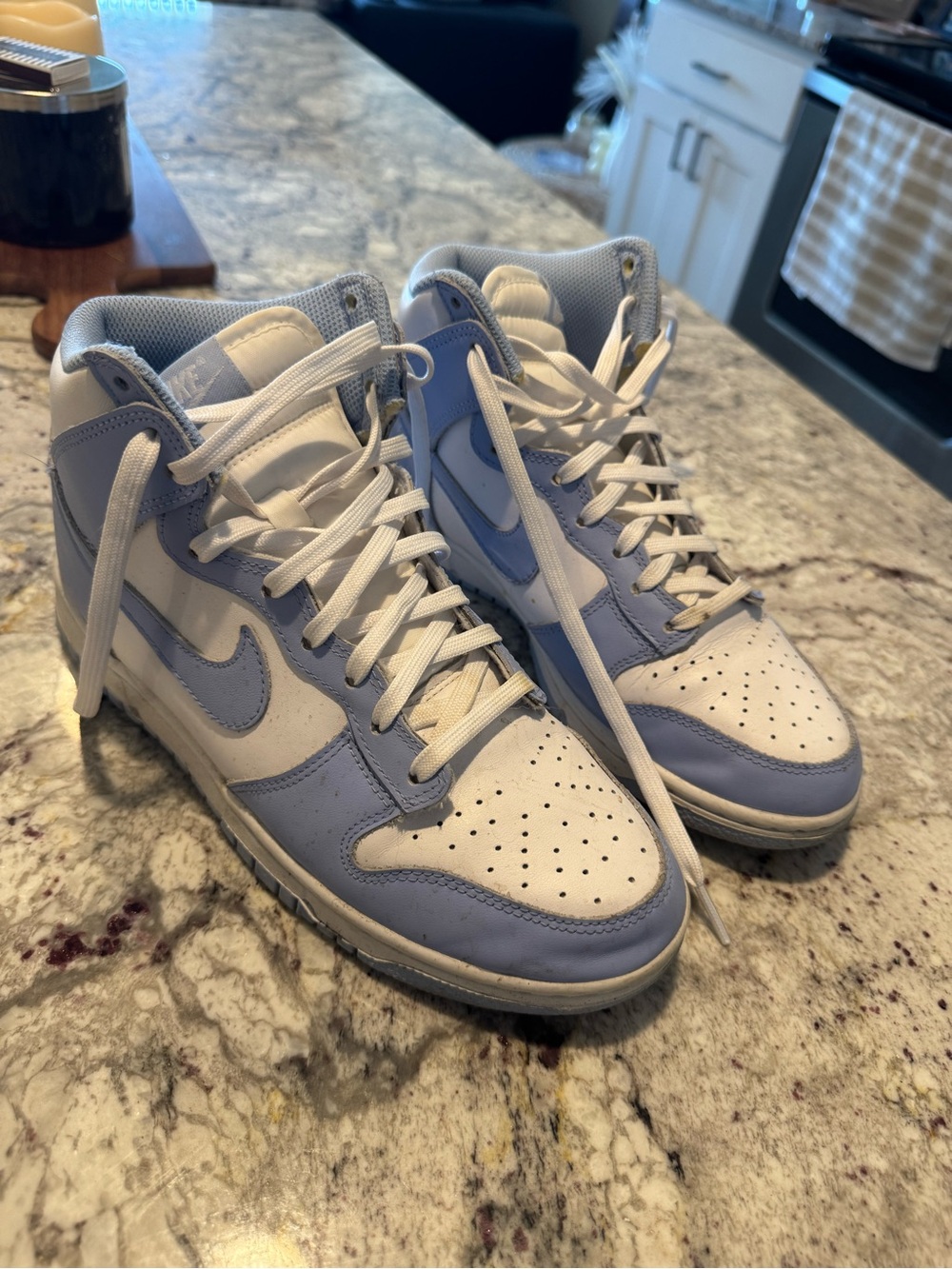 Nike High-Top Sneakers in White and Light Blue